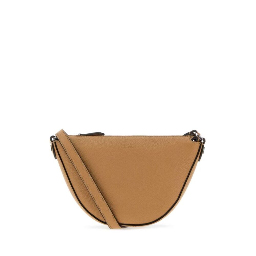 Fendi Men Camel Leather Mini Fendi Melon Crossbody Bag